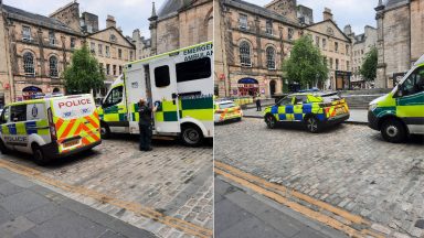Body of a man found near Edinburgh’s Royal Mile as police cordon off Hunter Square