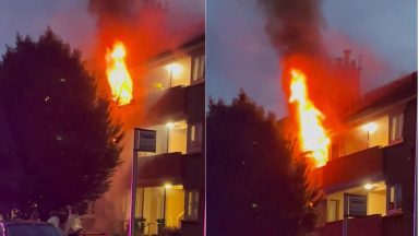 Huge fire breaks out at top floor flat in Perth as emergency crews rush to scene