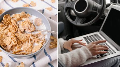 Drivers caught with laptops, phones and bowls of cereal behind the wheel in Operation Tramline