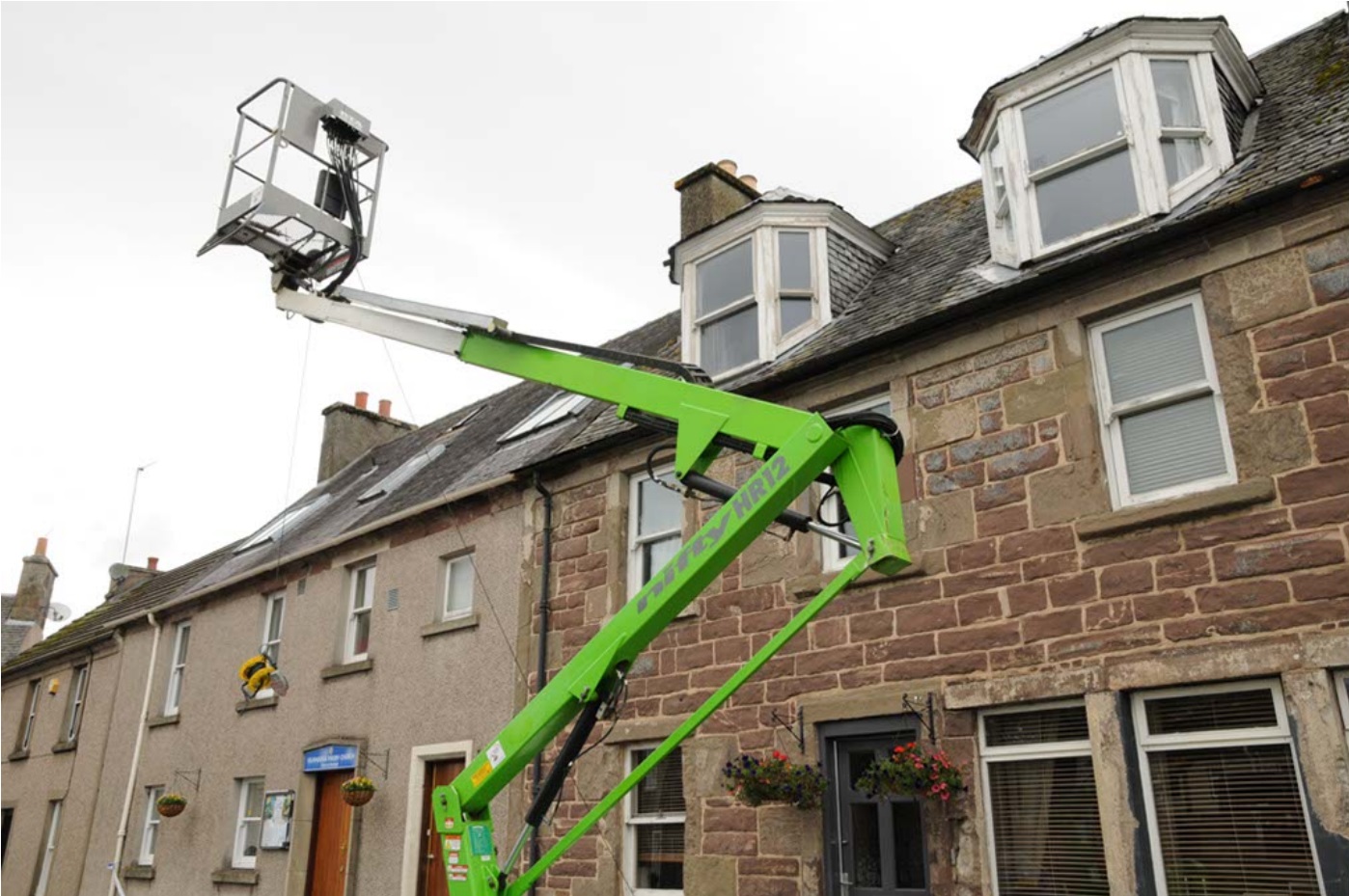 The platform had been raised to enable work to be carried out on windows. 