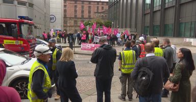 Fire alarm forces Glasgow BT office staff to face striking engineers and call centre workers