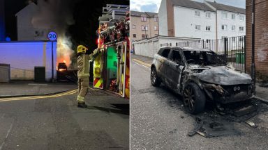 Loud bangs heard and thick smoke spotted by residents after car bursts into flames in Stirling