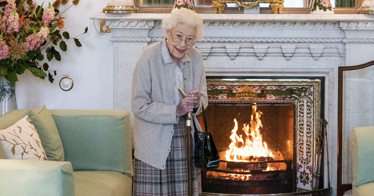 Queen Elizabeth II waiting in the Drawing Room before receiving Liz Truss for an audience at Balmoral, Scotland.