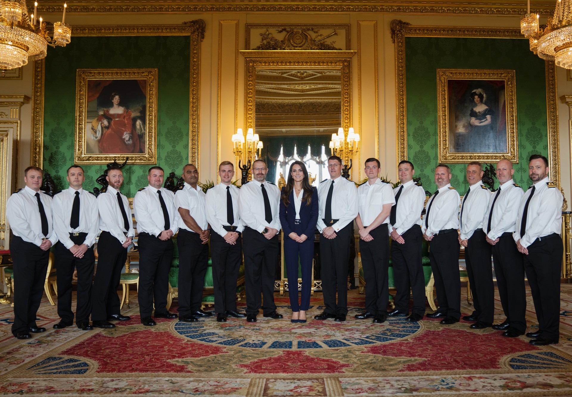 The Princess of Wales meets the ship's company of HMS Glasgow at Windsor Castle.