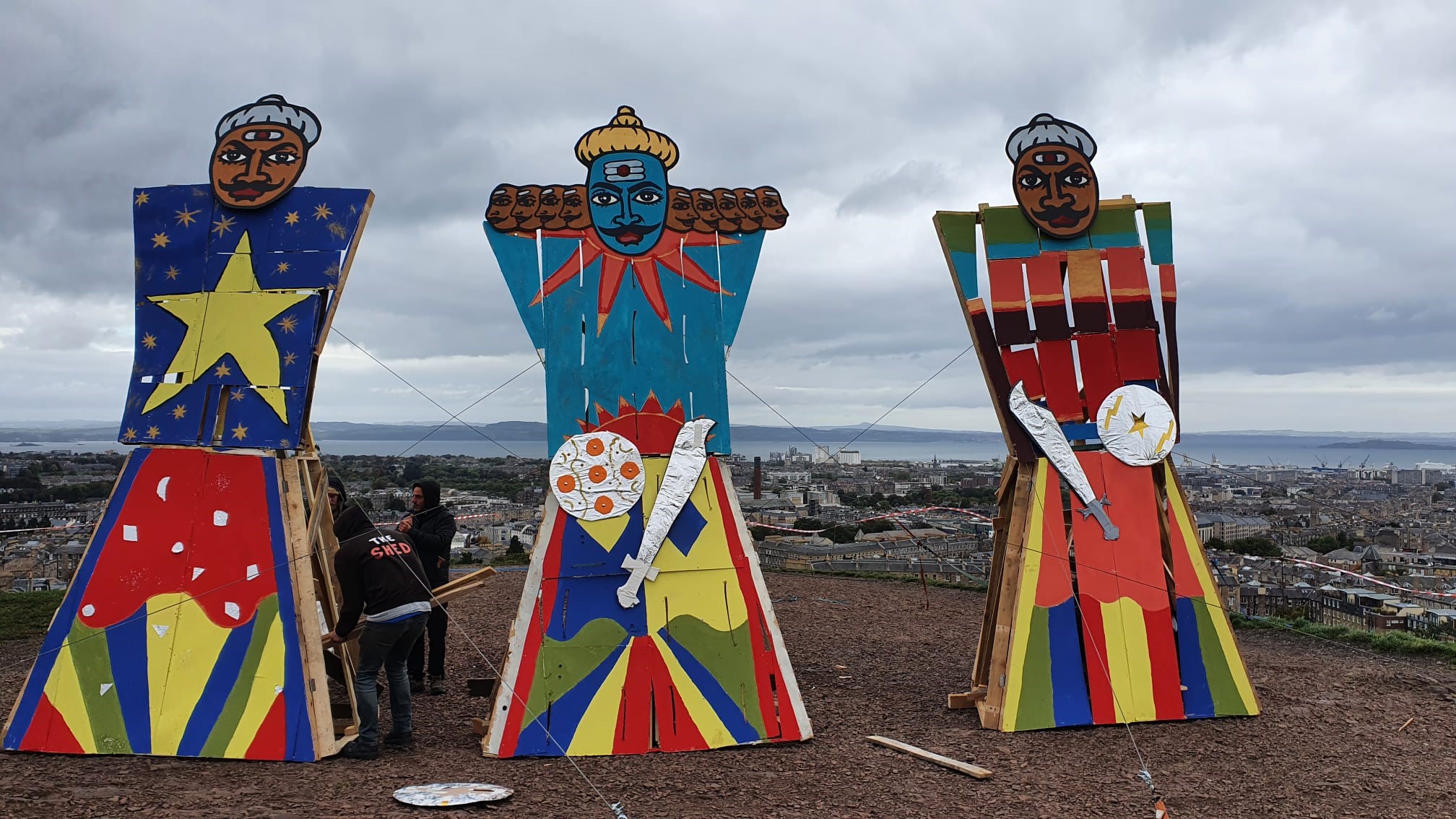 Effigies of Ravan, his brother and his son were created by The Shed volunteers. 