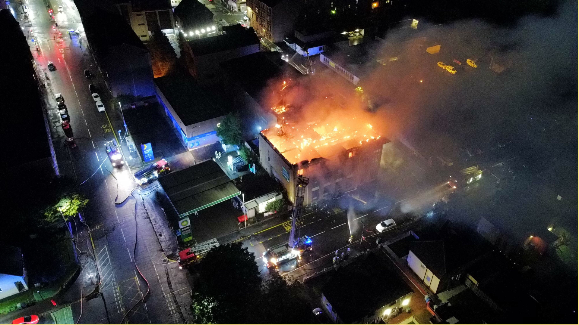 Smoke and flames billowed from the building which is listed to let.