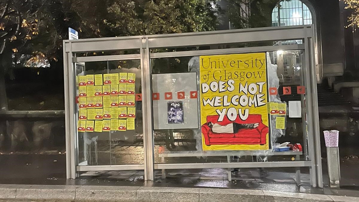 Glasgow University students protest ‘ridiculously slow’ action on housing