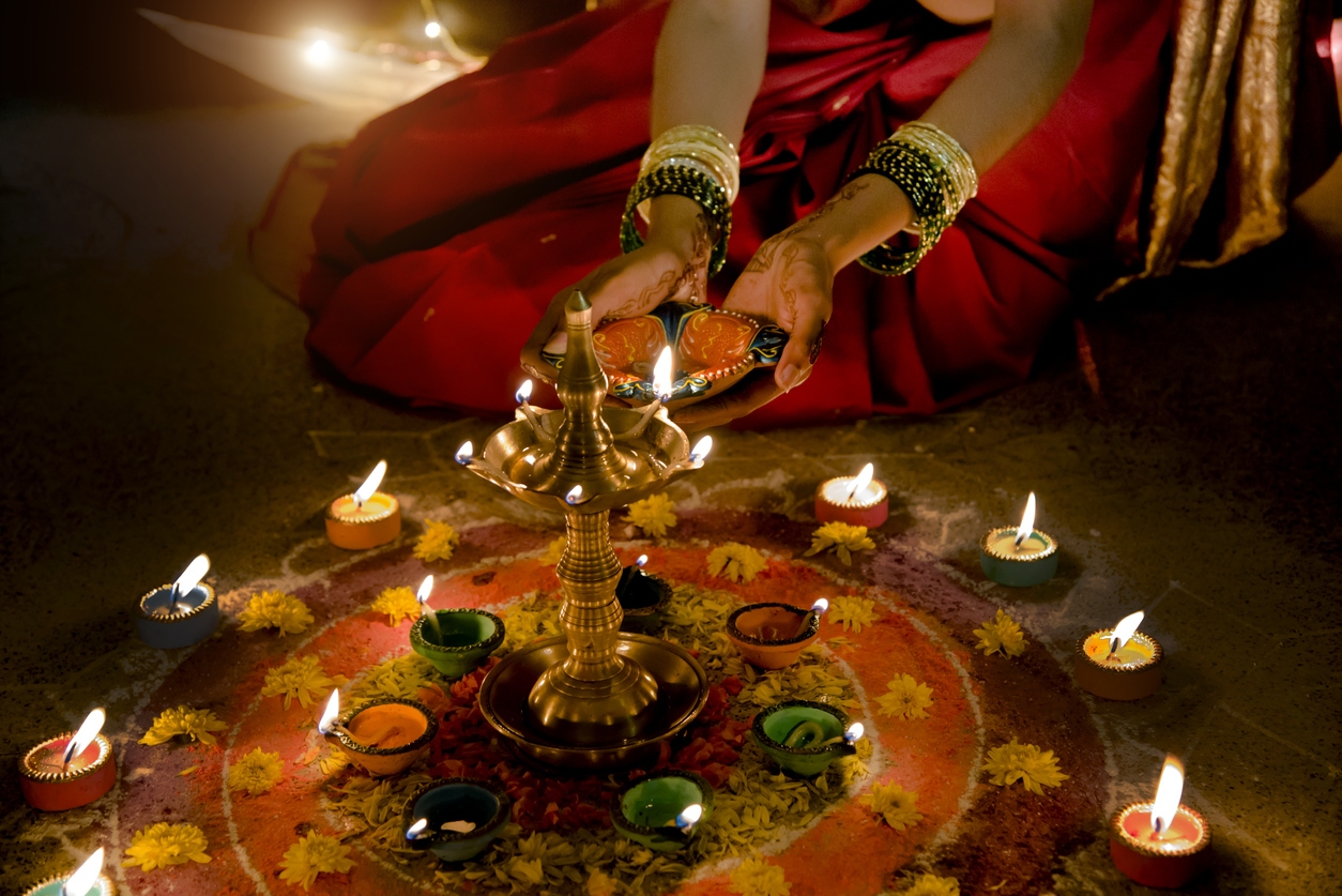 People illuminate their homes with oil lamps or candles to welcome good luck and prosperity into their lives.