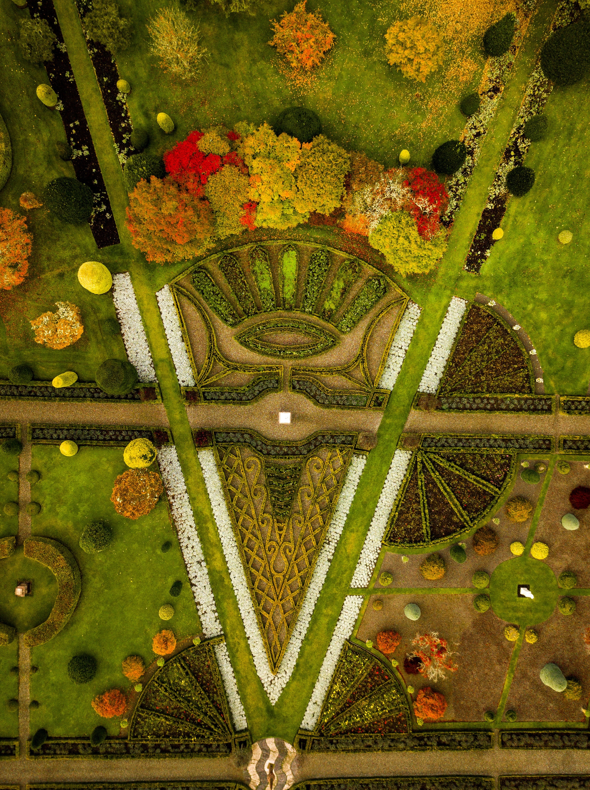 Scotland's famous Drummond Castle Gardens, near Crieff, Perth and Kinross, which date back to 1630 and are described as 'one of Europe's most important and impressive formal gardens'.