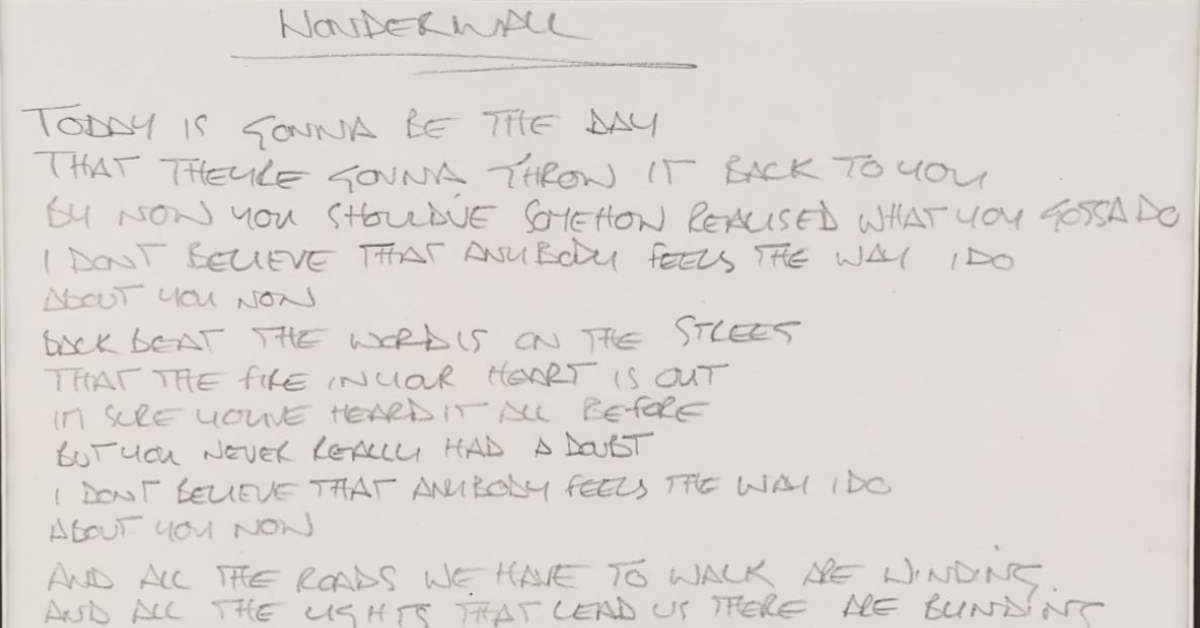 The lyrics were written to help Gallagher during band rehearsals.