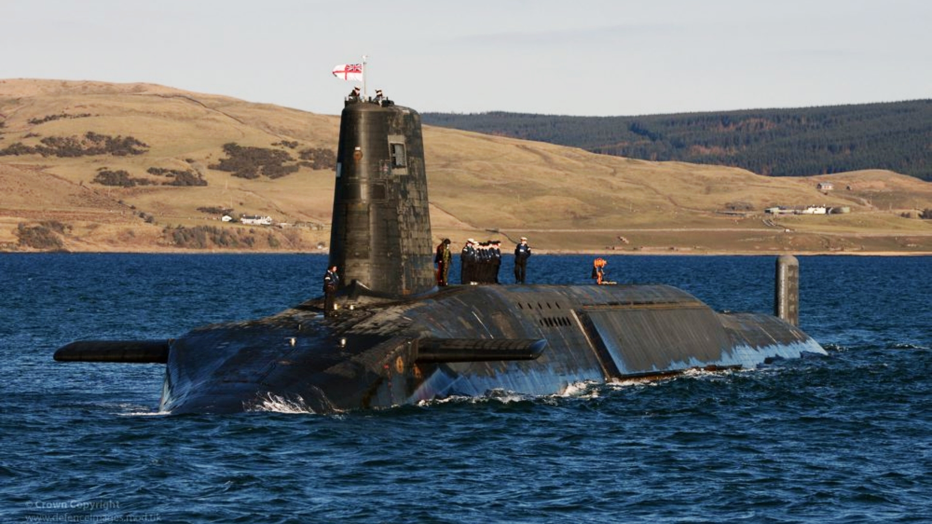 The Trident nuclear submarine HMS Victorious near Faslane in Scotland.