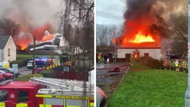 Claremont Bowling Club in Milngavie engulfed in fire as firefighters battle blaze for hours