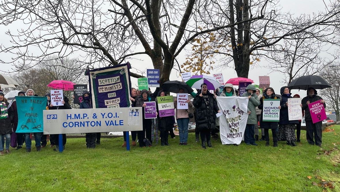 Protesters outside Cornton Vale prison at the weekend.