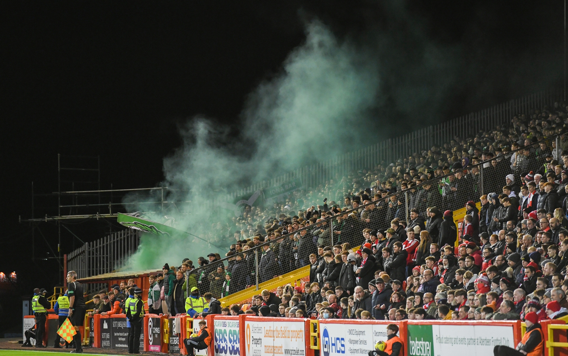 Friday night football: Fans packed into Pittodrie. 