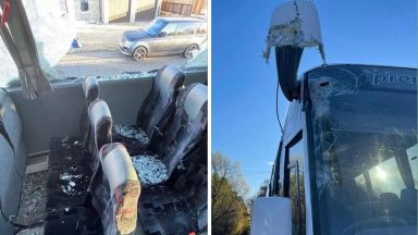 Ladder smashes through school bus window carrying more than 60 pupils in Aberdeenshire