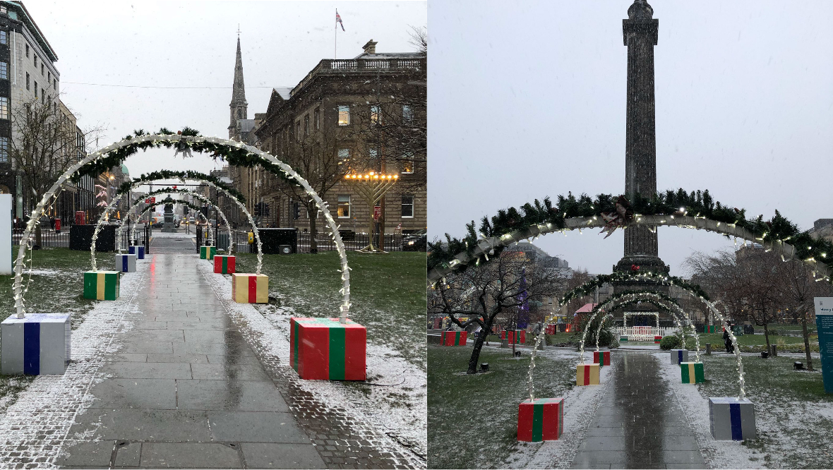 Saint Andrew Square and the city's centre saw light showers. 