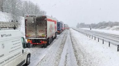 Traffic chaos as heavy snow and ice see crashes and difficult driving conditions across Scotland’s roads