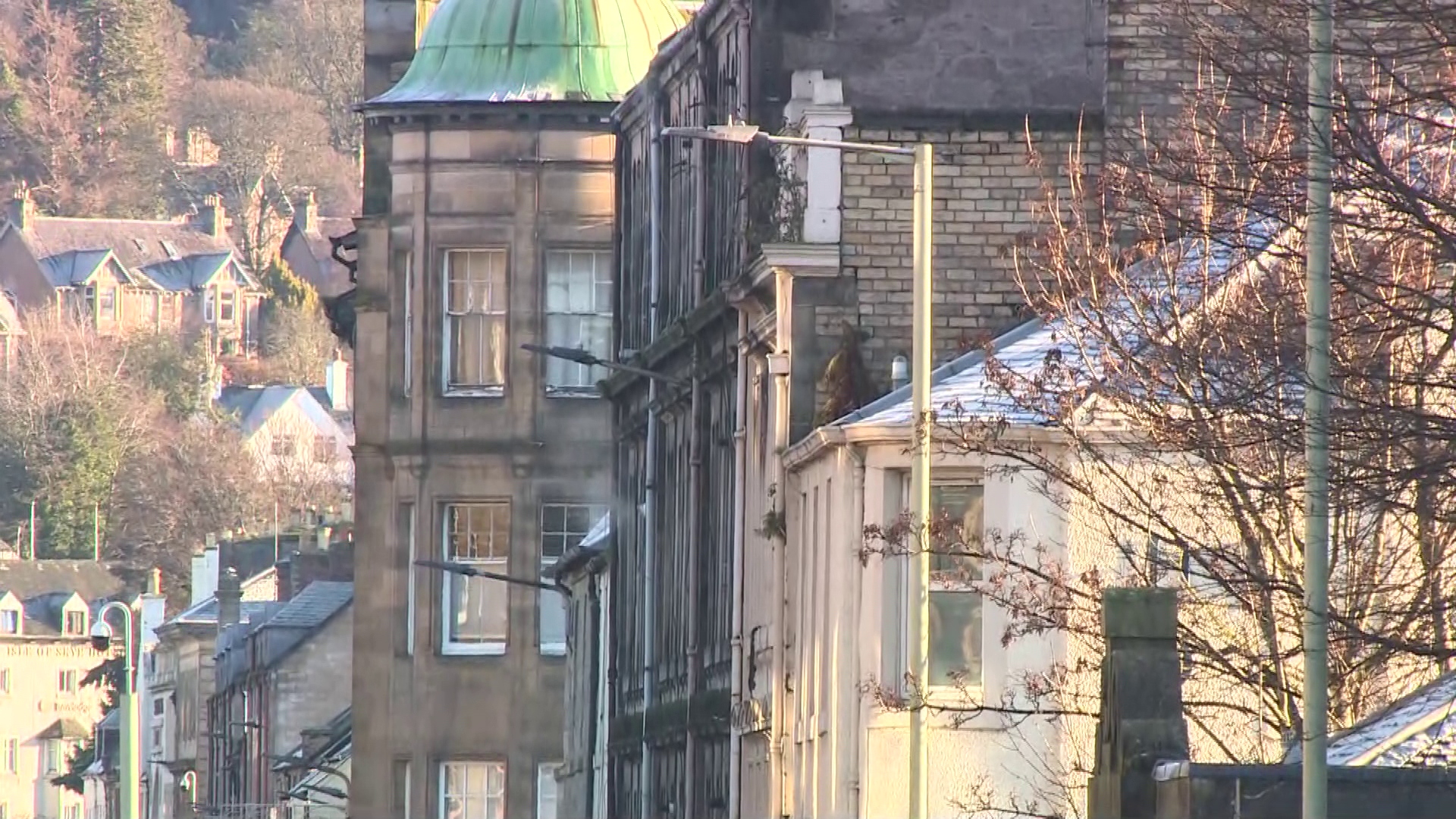 Smoke billowing from the hotel after the fire was brought under control. 