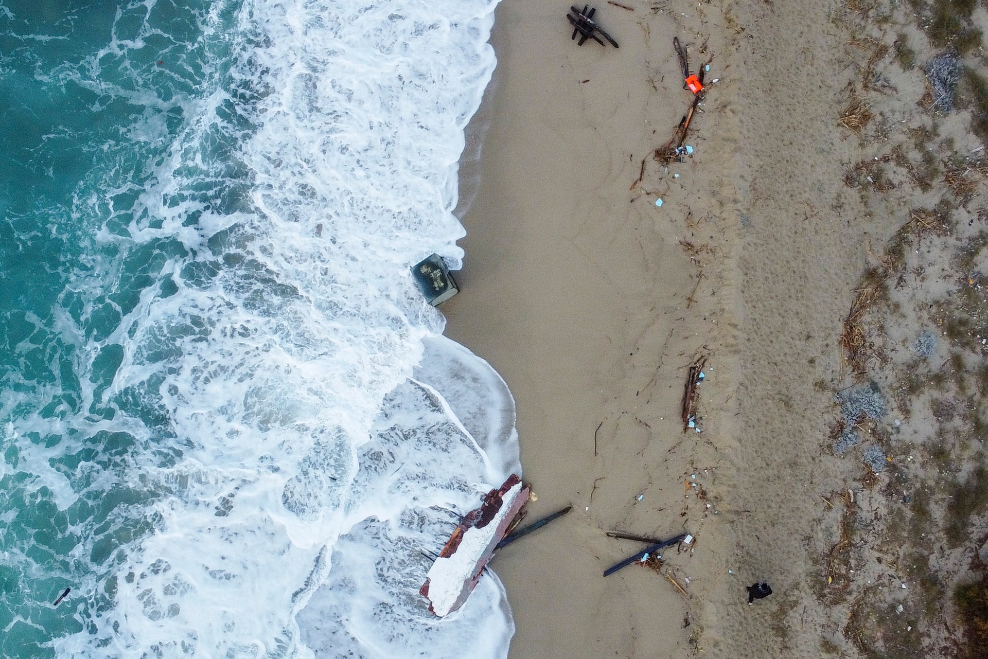 A view of part of the wreckage of the capsized boat.