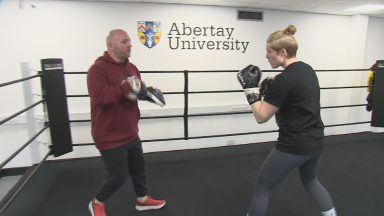 Former World Champion boxer training at Abertay University