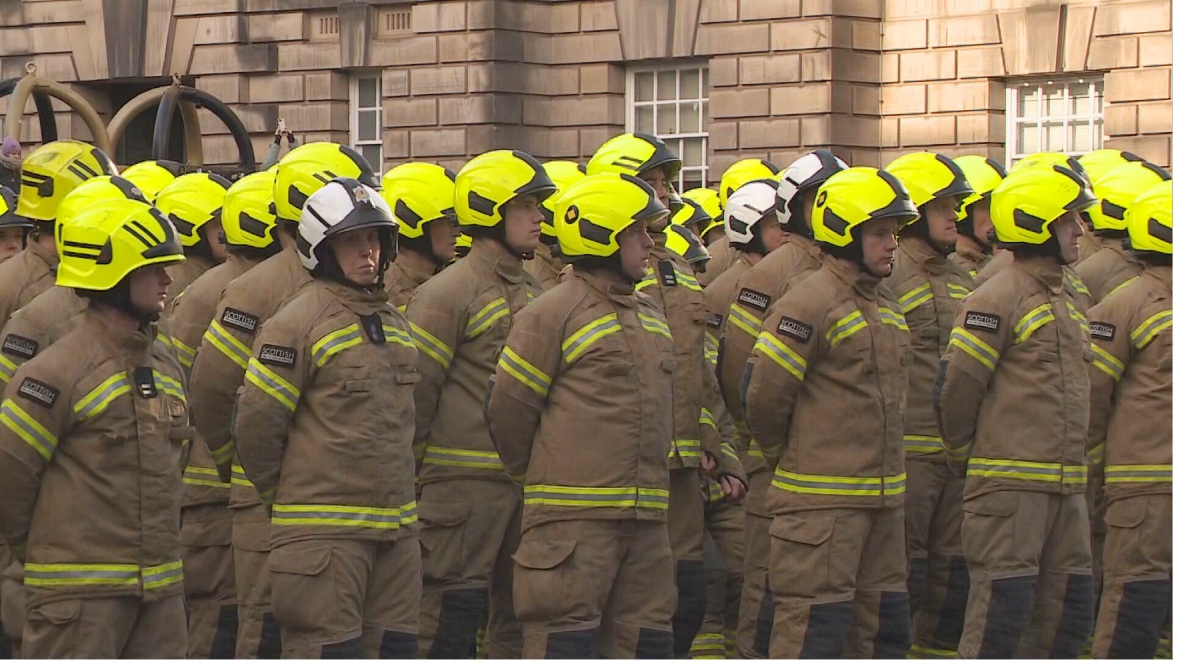 Tear-filled eyes watched the funeral procession, as firefighters paid tribute to one of their own. 