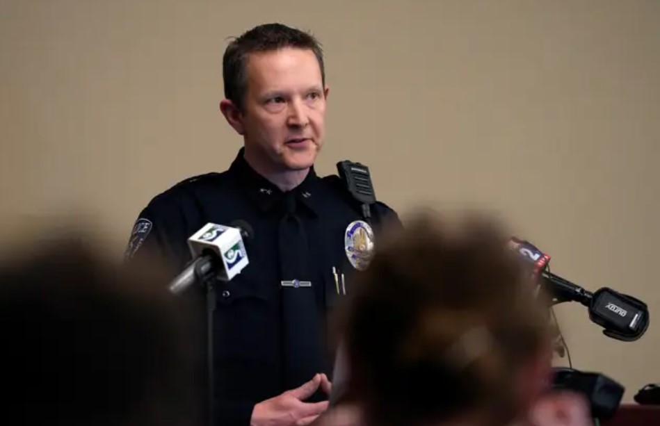 Michigan State University interim deputy chief Chris Rozman addresses media (Carlos Osorio/AP) 