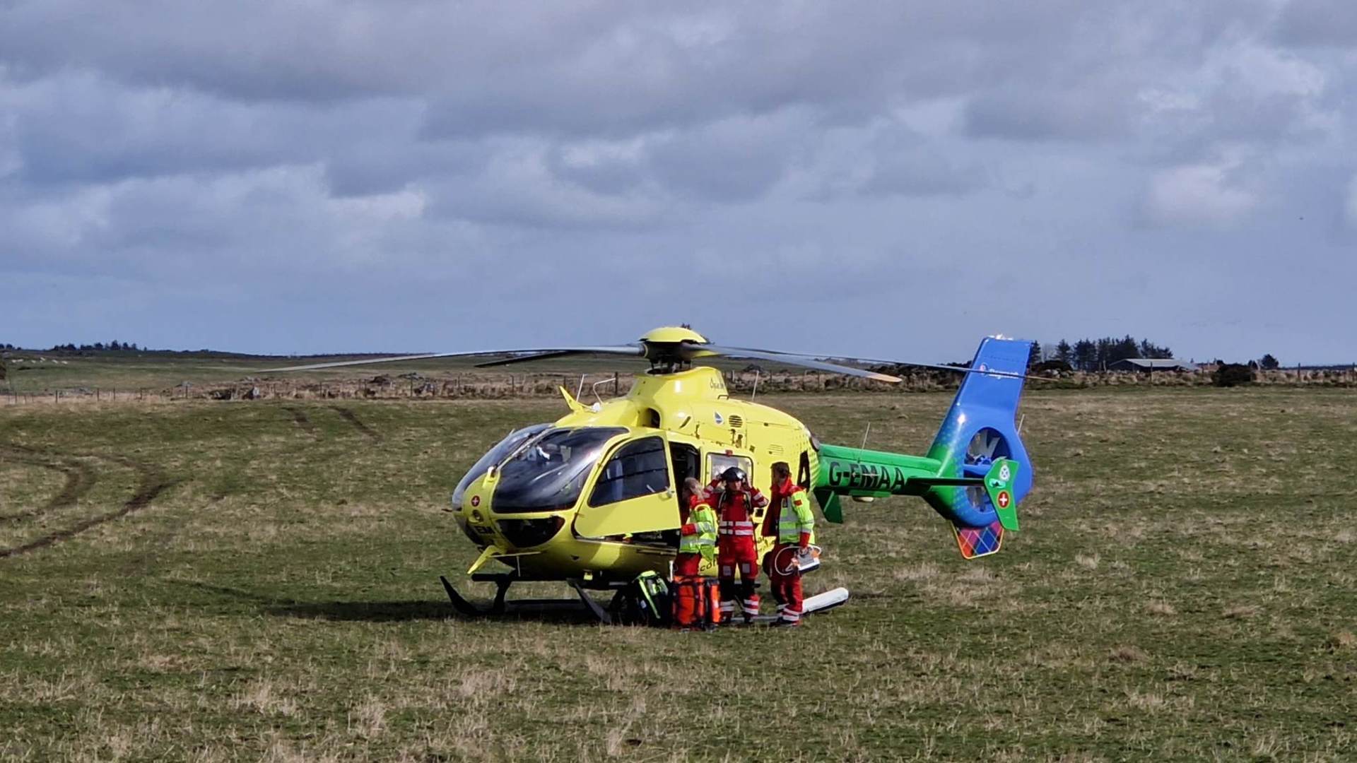 A three-year-old boy was airlifted to Aberdeen Royal Infirmary. 