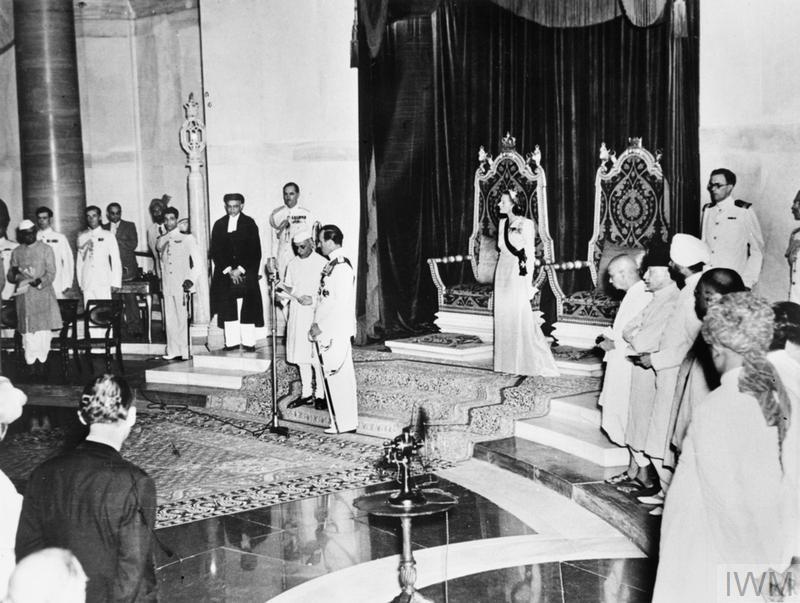 Jawaharlal Nehru is sworn in as India's first Prime Minister by the outgoing Viceroy on August 15, 1947.