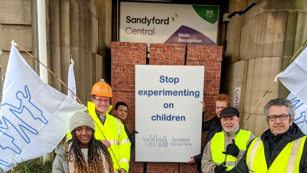 Hundreds stage sexual health clinic counter-protest outside Glasgow’s Sandyford clinic