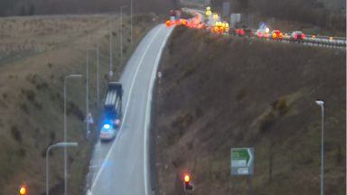 Traffic chaos after lorry sheds load onto A92 A90 on-slip leading to road closure at Stonehaven