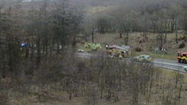 Four people in hospital after car catches fire in crash on M80 near Glasgow