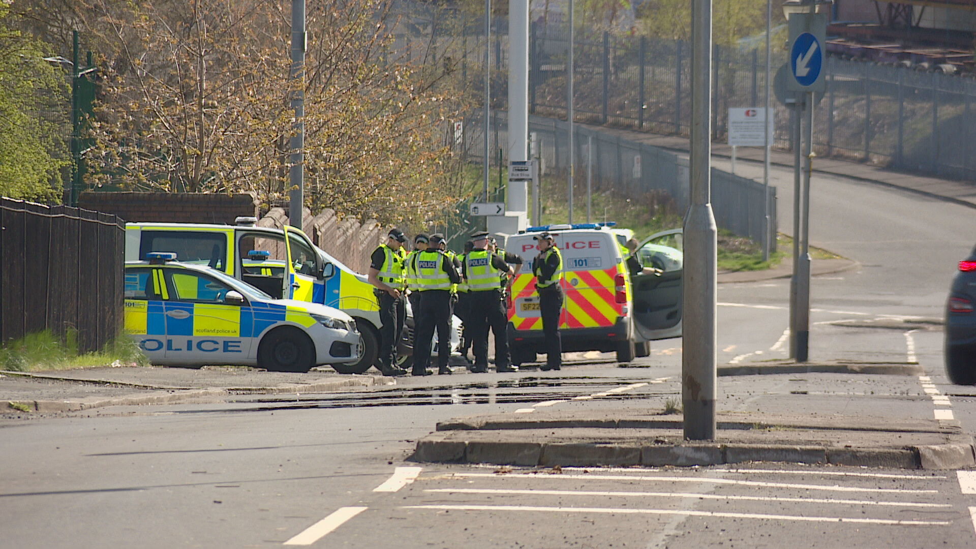 A large police presence remained at Petershill Road on Wednesday.