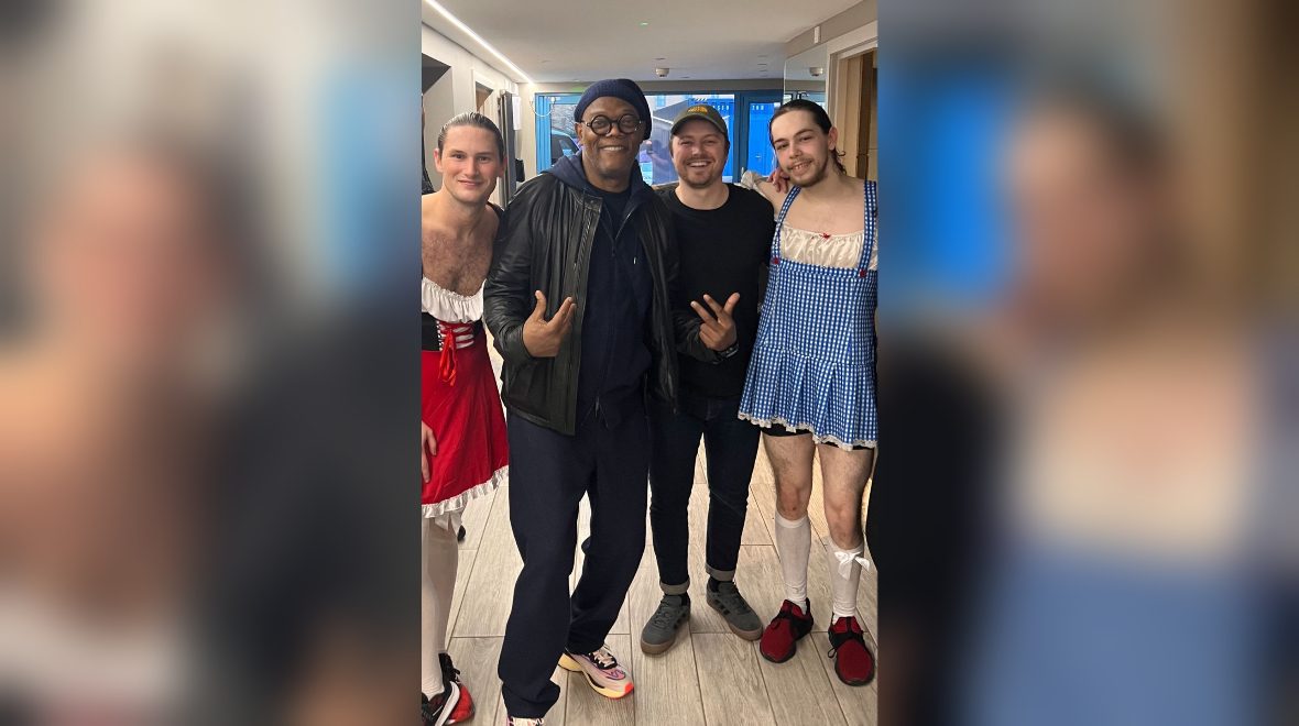 Samuel L Jackson signs Rangers shirt and parties at Glasgow club night during filming in Scotland