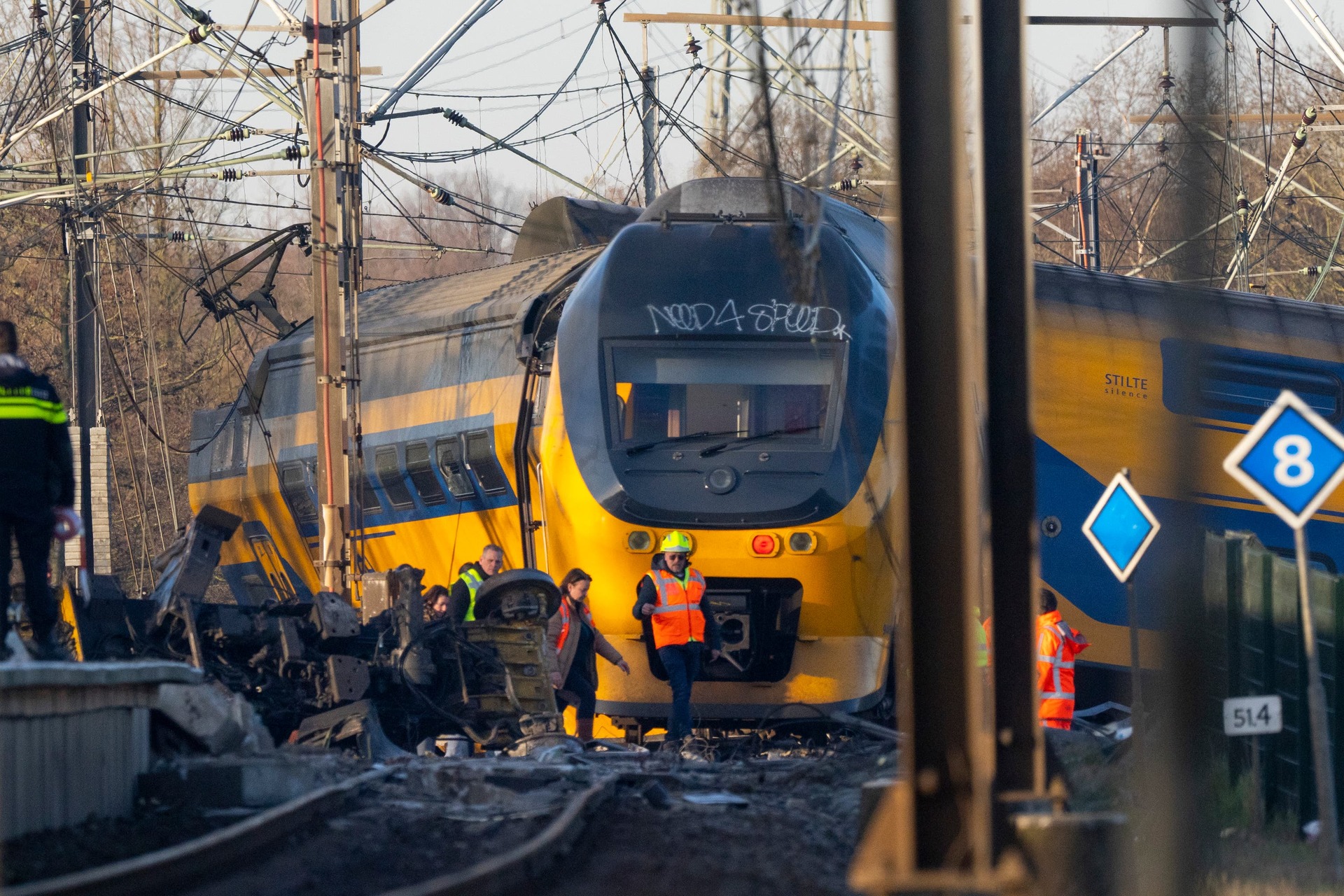 The derailment happened in the early hours (Peter Dejong/AP)