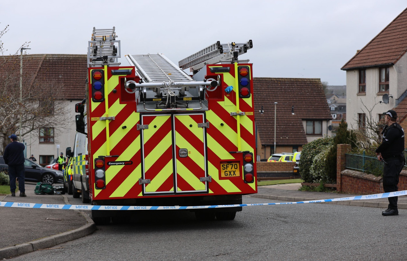 The street was locked down with a police presence throughout the day.