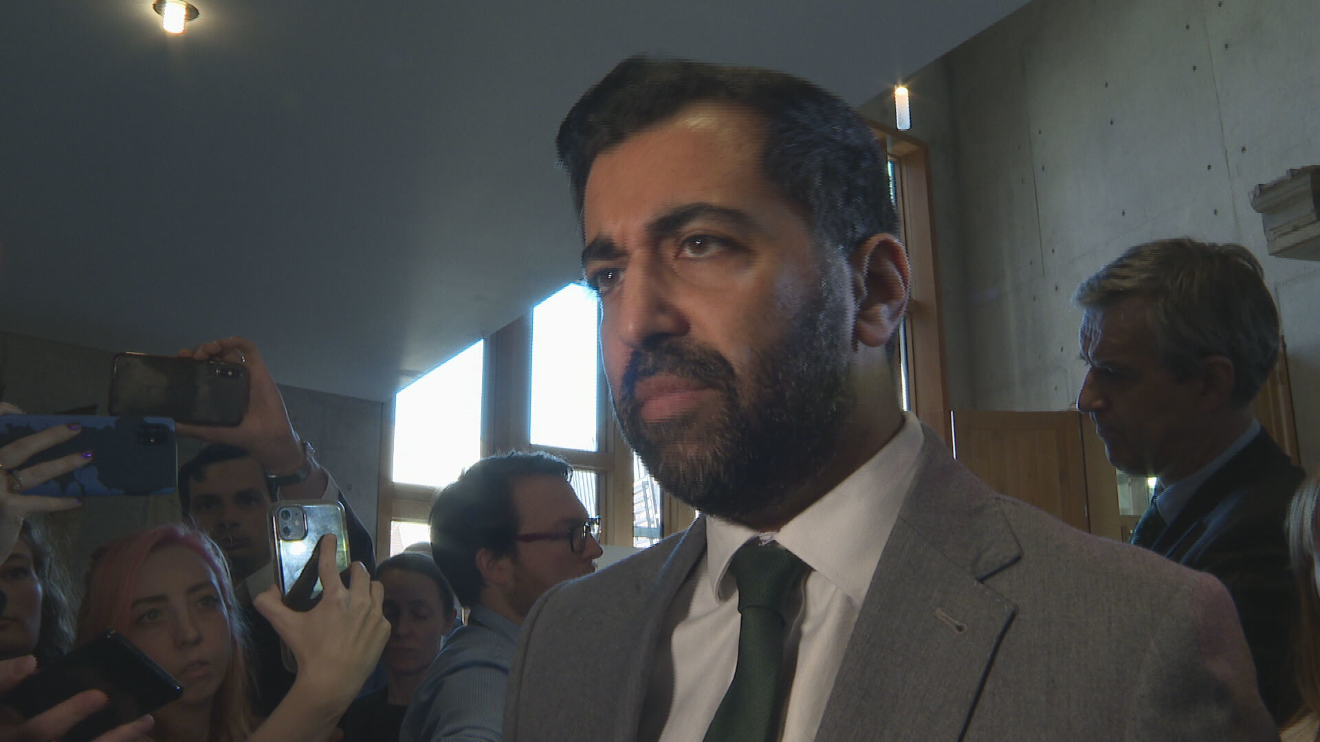 First Minister Humza Yousaf faced questions from journalists after FMQs on Thursday.