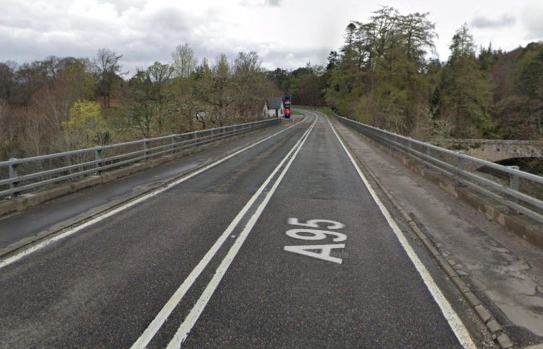 Two in hospital after crash between lorry and bus on A95 as road closed to drivers