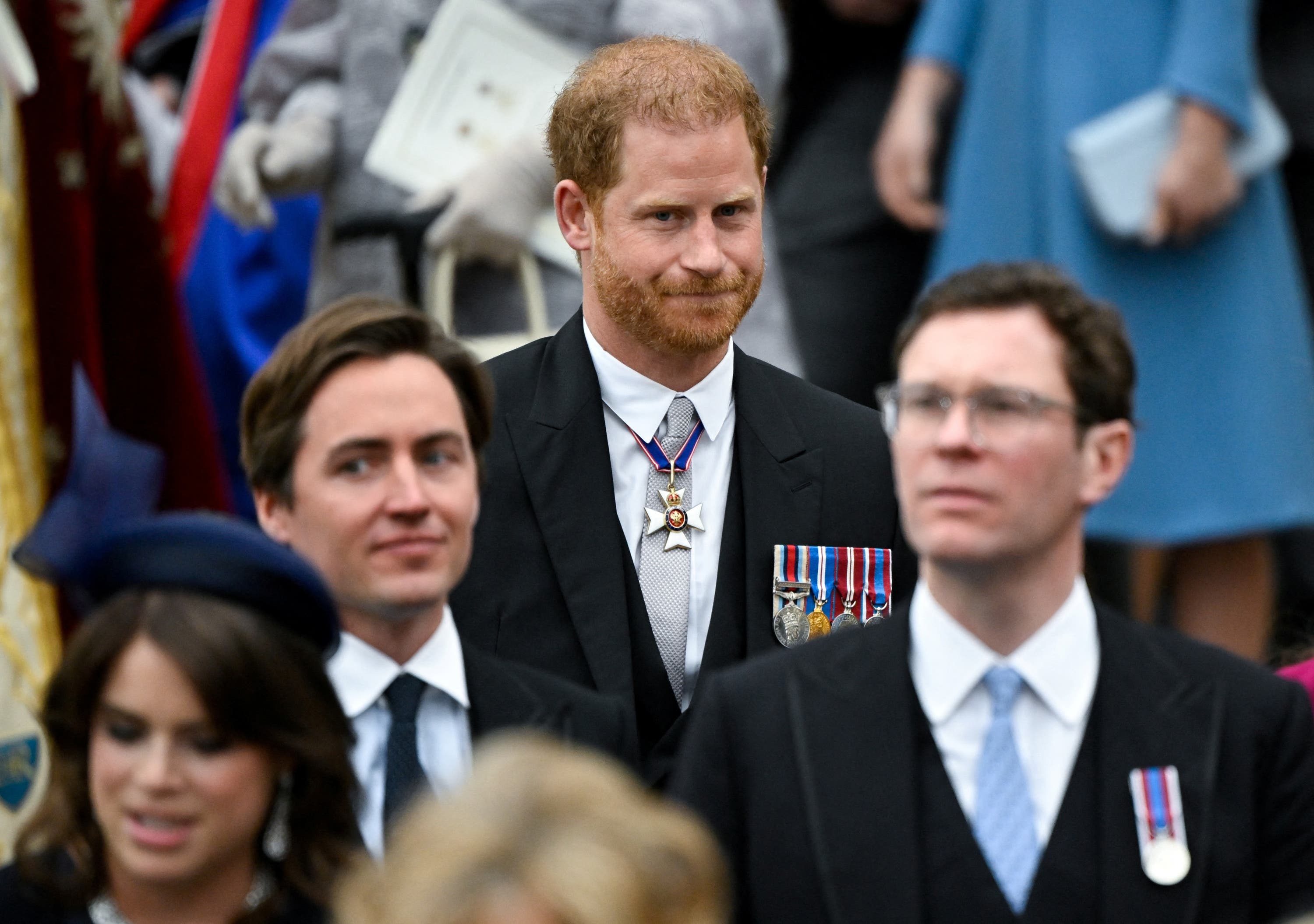 Prince Harry at his father King Charles' coronation.