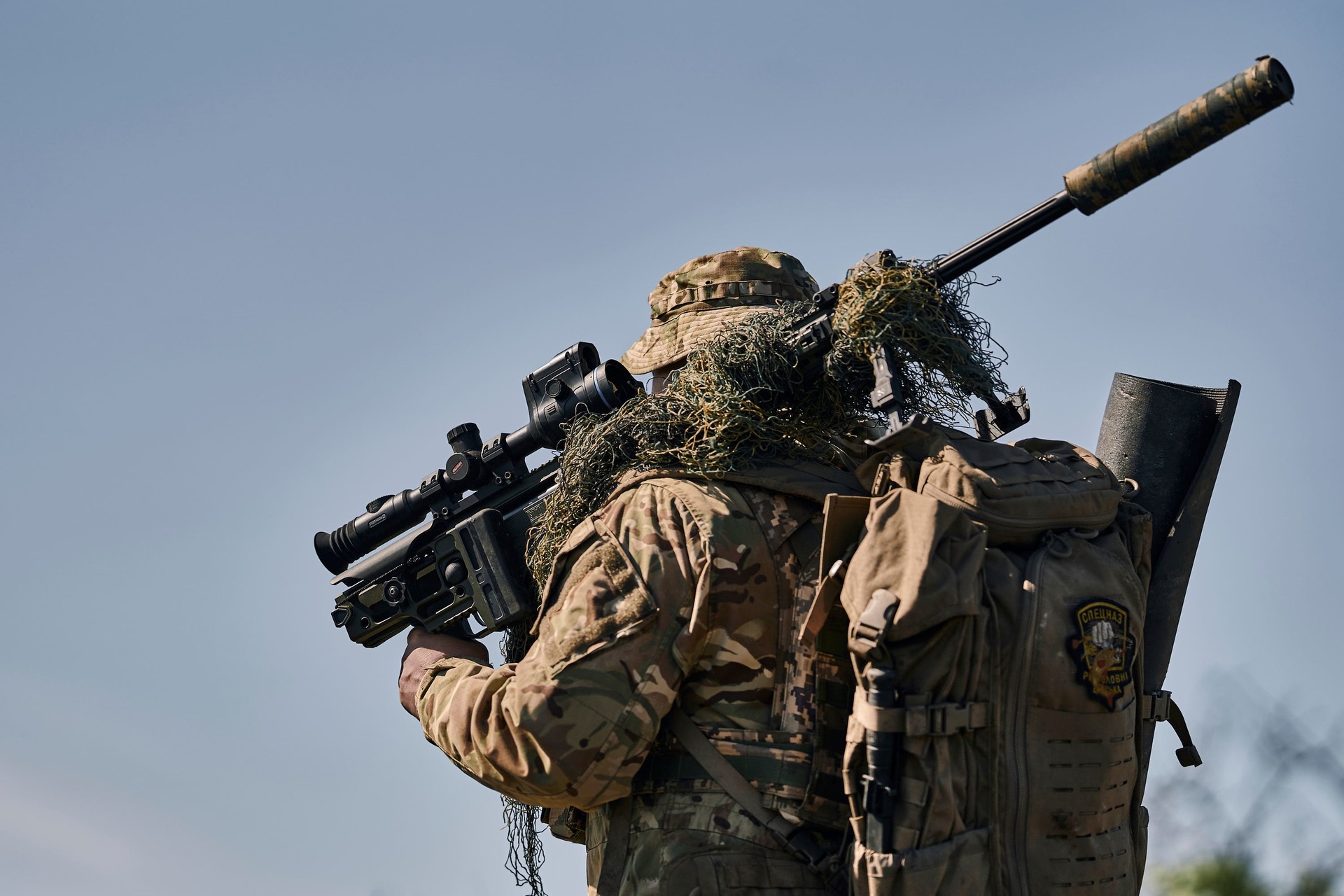 A Ukrainian soldier near Bakhmut.