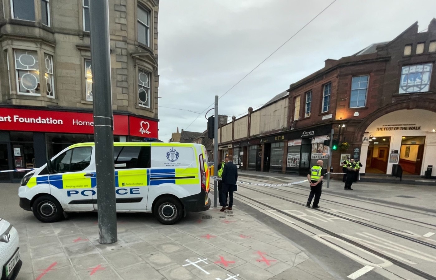 Police closed off the area after the disturbance on Constitution Street.