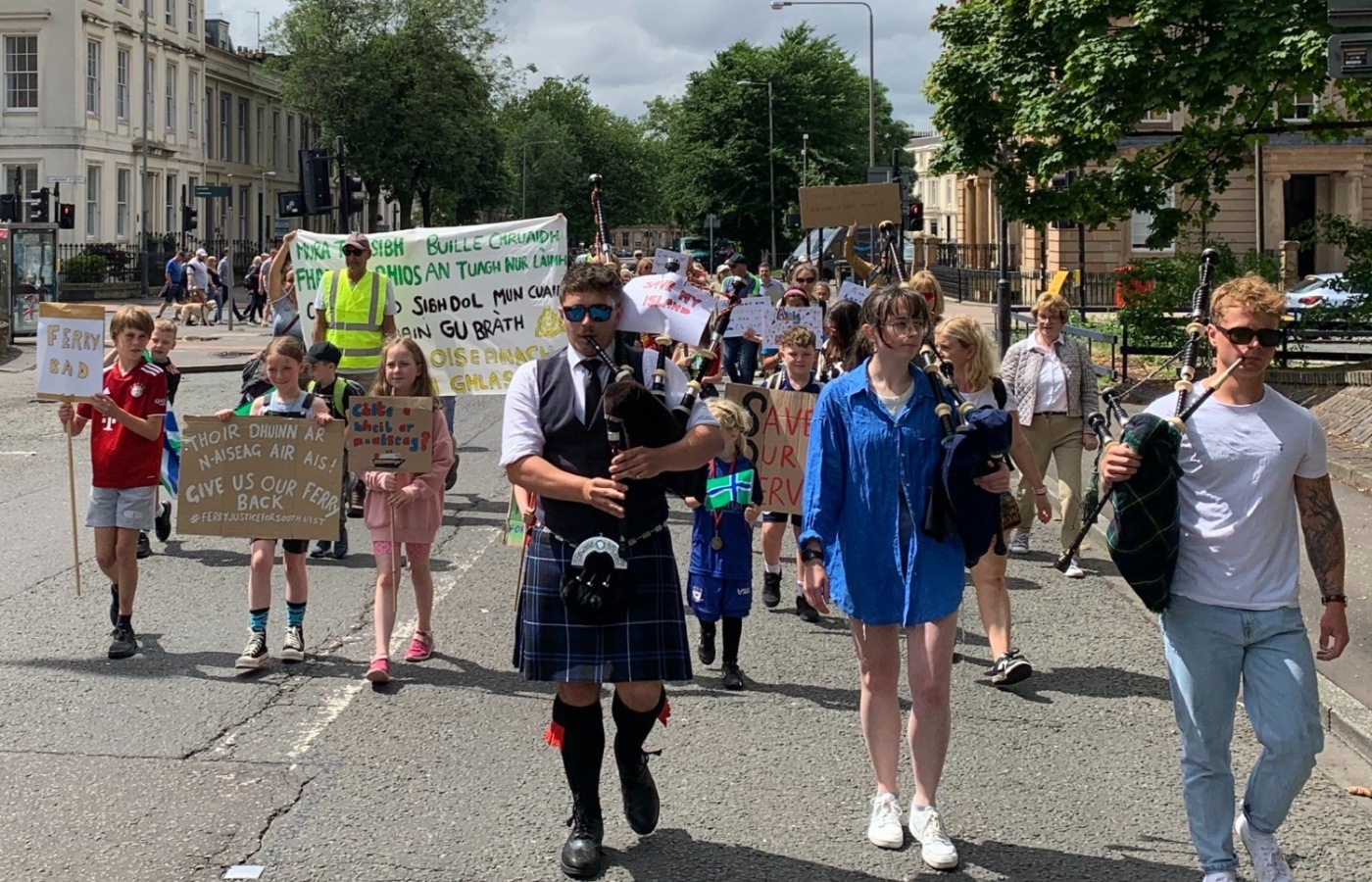 Protesters in Glasgow said the demonstration would be 'first of many' in support of island communities.