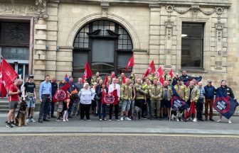 Firefighters stage protest against £36m cuts to service outside Perth and Kinross Council
