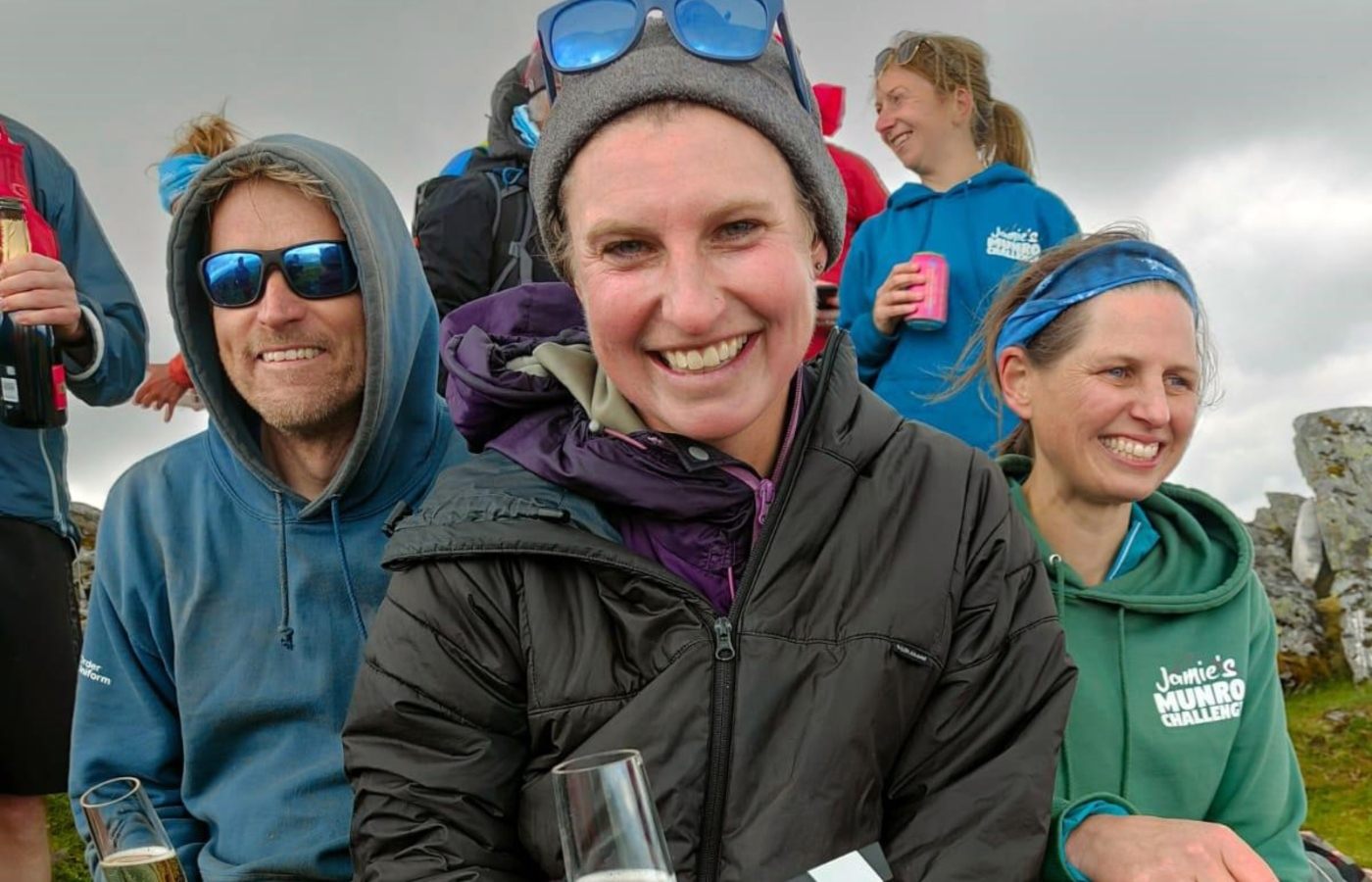 Ultra-runner Jamie Aarons, 43, celebrating with supporters at the end of the trek (Andy Stark/Stark Images via Nic Crossley)