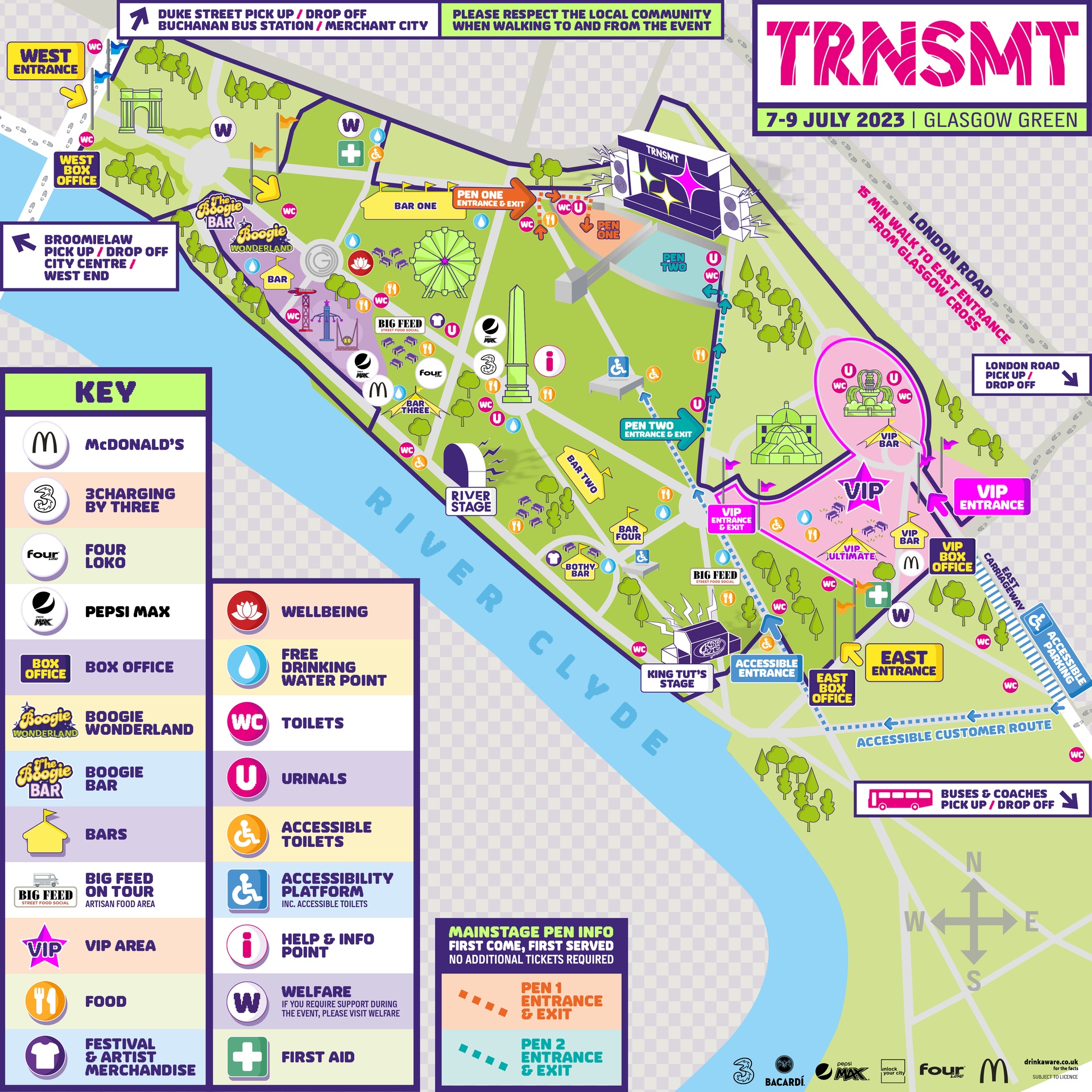 Layout for TRNSMT  2023 at Glasgow Green.