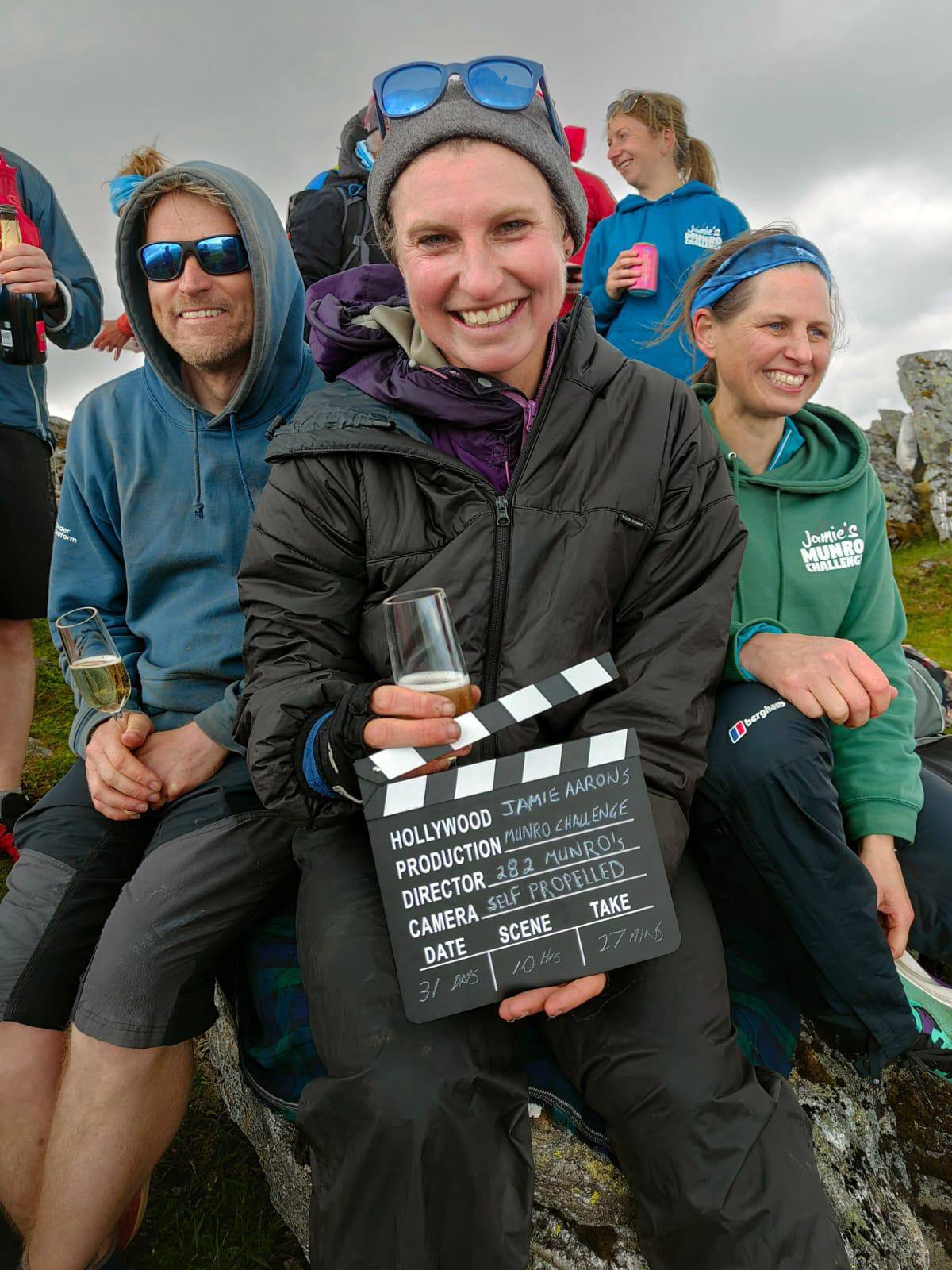 Ultra-runner Jamie Aarons, 43, celebrating with supporters at the end of the trek (Andy Stark/Stark Images via Nic Crossley)