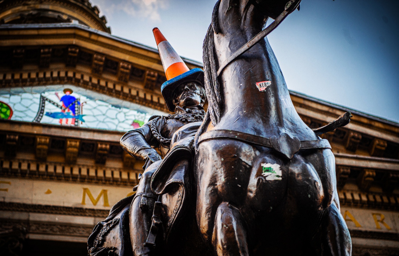 The Duke of Wellington statue with a traffic cone on its head outside the Gallery of Modern Art is one of Glasgow's most iconic landmarks