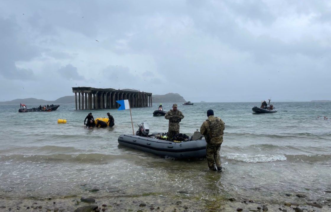 Ukrainian soldiers learn bomb disposal techniques at Loch Ewe in Scottish Highlands