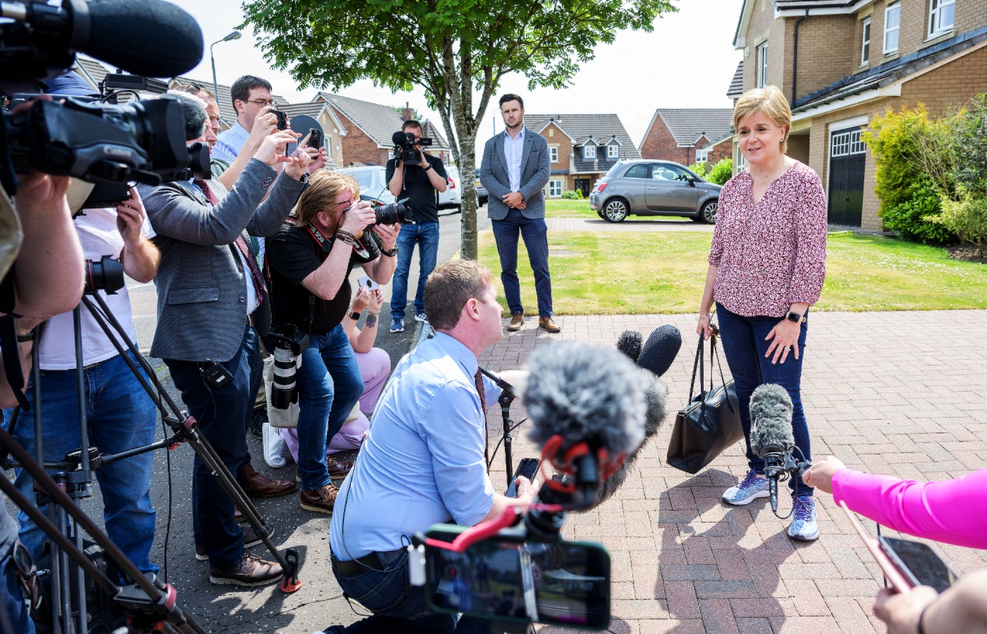 The arrest of Nicola Sturgeon and the search of her home sparked a large media presence outside her home in Uddingston.