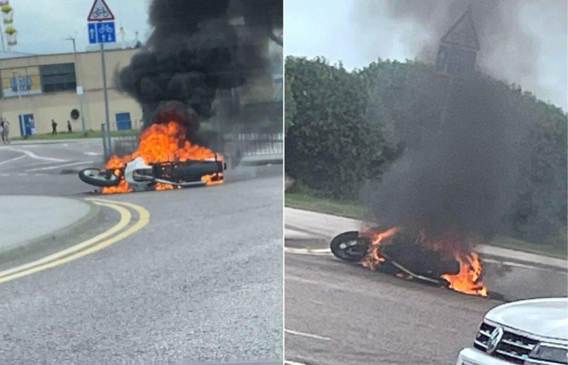 Motorbike bursts into flames near Aberdeen beach as fire crews race to scene