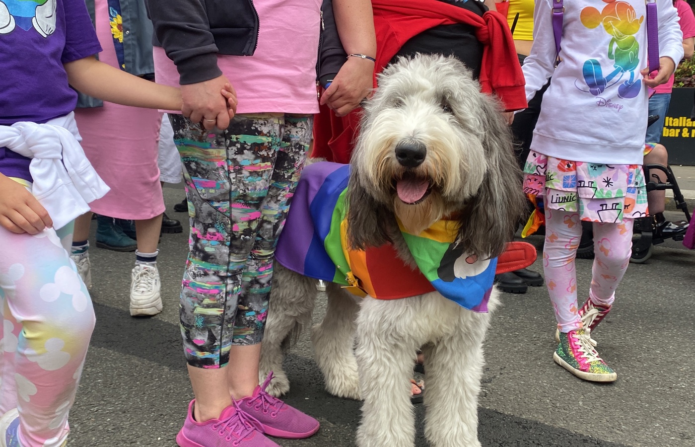 The parade was estimated to be around a mile long